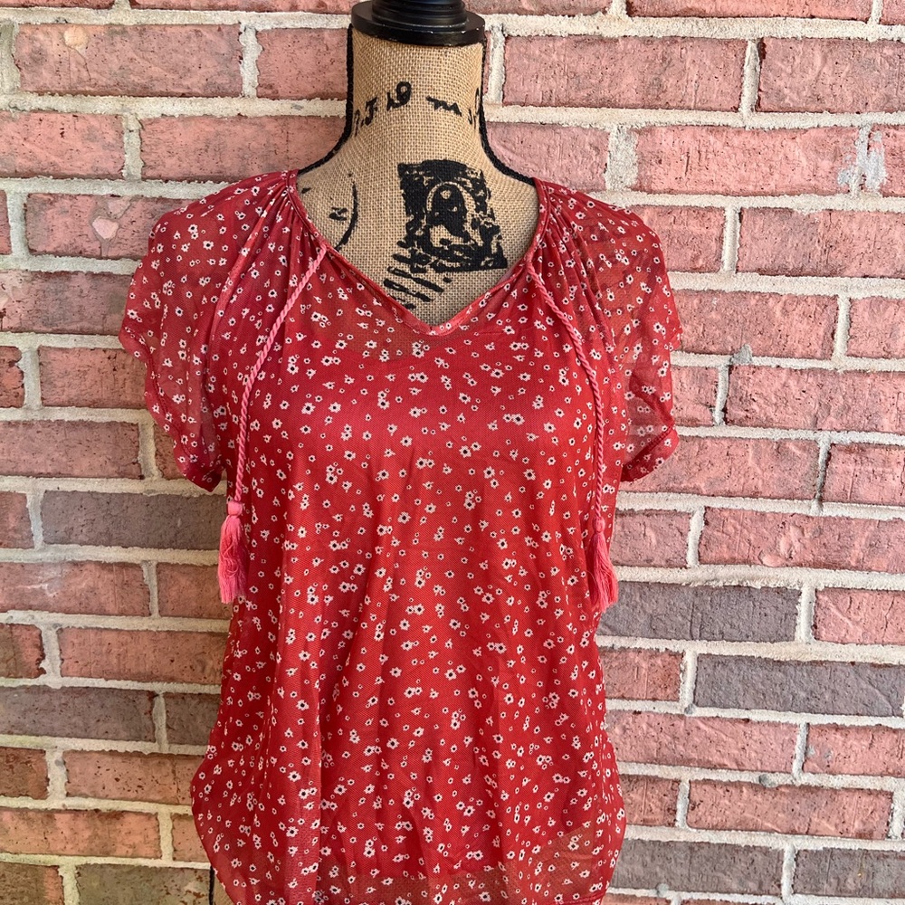 Floral Red Women's Top